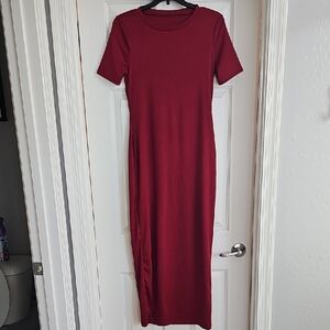 Elegant Long Sleeve Red Dress